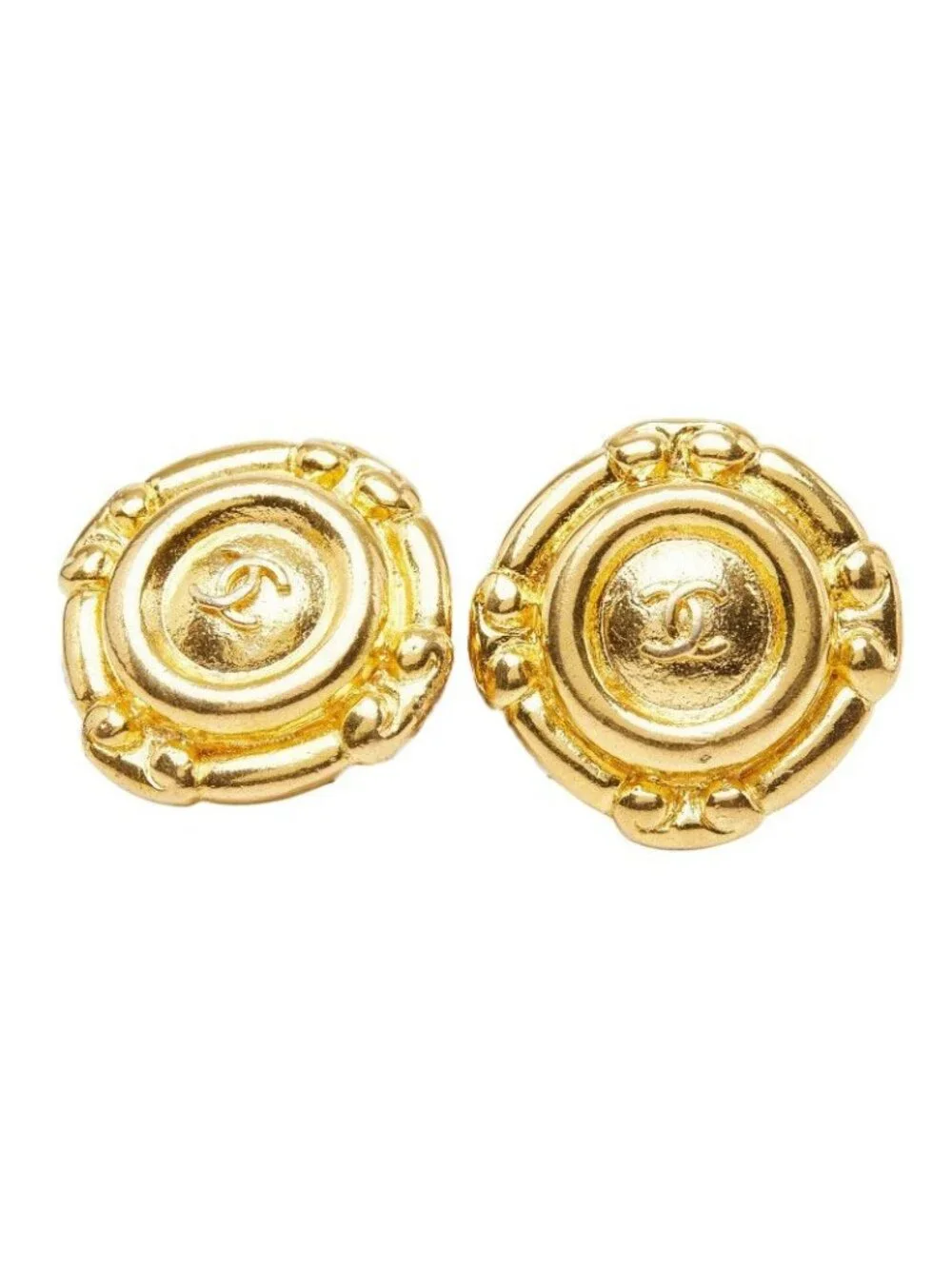 Chanel CC Logo Earrings Gold Plated
